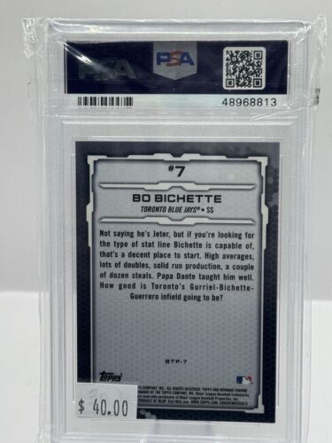 23019 Bowman Chrome Top 100 Orange Refractor #7 Bo Bichette 22/25 PSA 9