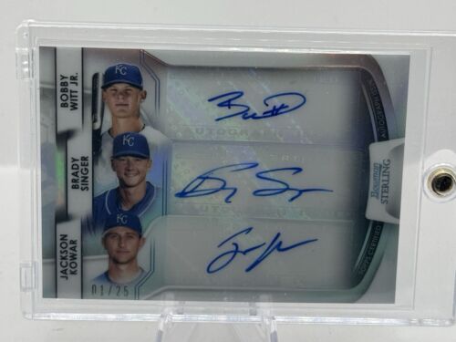 2020 Bowman Sterling Triple Auto Bobby Witt Jr. Brady Singer Jackson Kowar 01/25