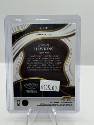 2023-24 Panini Select Courtside Zebra Prizm RC #280 Jordan Hawkins Pelicans