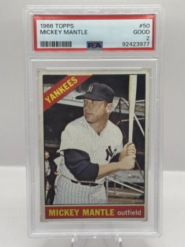 1966 Topps #50 Mickey Mantle New York Yankees PSA 2