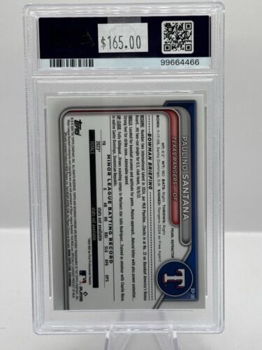 2024 Bowman Chrome Pearl Refractor #245 Paulino Santana Texas Rangers PSA 9