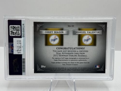 2012 Bowman Sterling Dual Auto Gold Refractor Corey Seager & Valentin /50 PSA 9