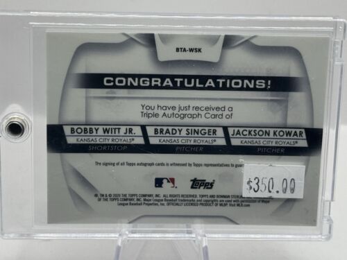 2020 Bowman Sterling Triple Auto Bobby Witt Jr. Brady Singer Jackson Kowar 01/25