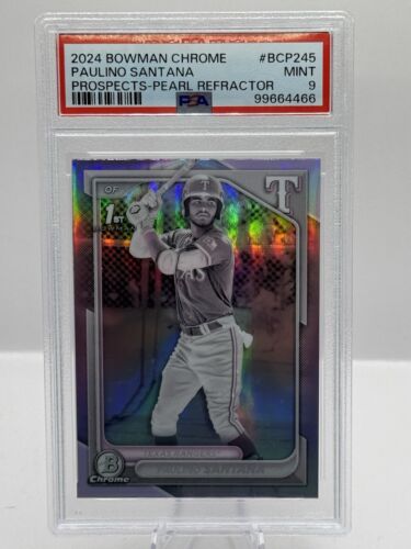 2024 Bowman Chrome Pearl Refractor #245 Paulino Santana Texas Rangers PSA 9