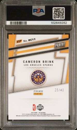 2024 Panini NSCC VIP Gold RC Purple Sparkle #11 Cameron Brink 25/49 PSA 9