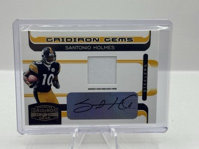 Santonio Holmes Patch Auto 34/50 2006 Donruss Gridiron Gear Gems Steelers