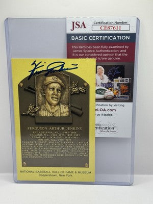 Ferguson Jenkins Autographed HOF Postcard - Chicago Cubs - JSA COA