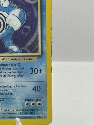 Pokemon 13/102 Poliwrath Holo - HP edge wear, surface scratches