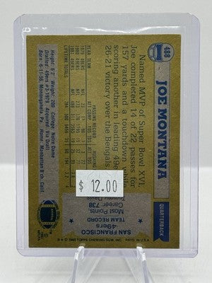 1982 Topps #488 Joe Montana San Francisco 49ers - light corner/edge wear