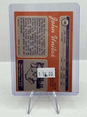 1970 Topps #180 John Unitas Indianapolis Colts - crease top center