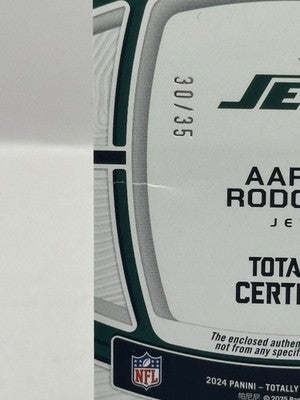 Aaron Rodgers 3 Color Patch 30/35 2024 Panini Totally Certified Baller - creases