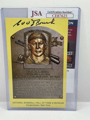 Edd Roush Autographed HOF Postcard - Cincinnati Reds - JSA COA - A