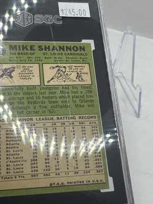 1967 Topps #605 Mike Shannon St. Louis Cardinals SGC 6 - Thin case crack on back