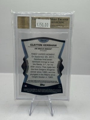 Clayton Kershaw Auto BGS 10 Pristine 2012 Topps Finest Moments Die Cut case chip