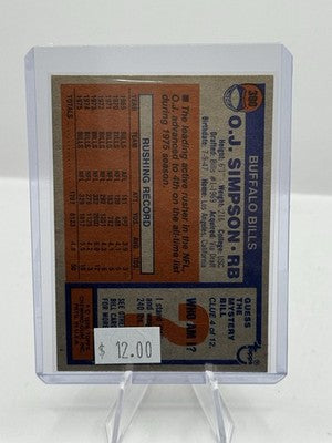 1976 Topps #300 O.J. Simpson Buffalo Bills - light corner/edge wear