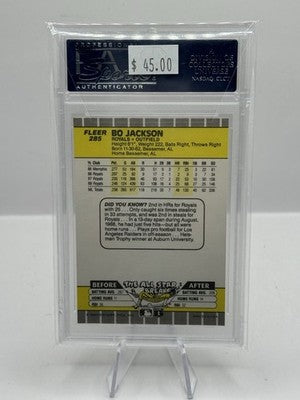 Bo Jackson PSA 10 1989 Fleer #285 Kansas City Royals