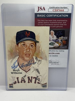 Hoyt Wilhelm Autographed Perez-Steele Postcard - NY Giants 00545/10,000 JSA COA