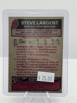 1977 Topps #177 Steve Largent Seattle Seahawks - light corner wear