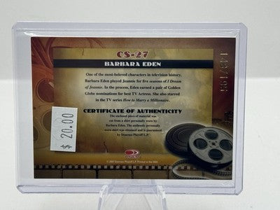 Barbara Eden Personally Worn Patch 148/195 2007 Donruss Americana Cinema Stars