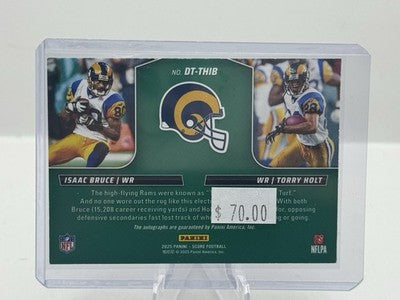 Isaac Bruce & Torry Holt Autos 021/100 2025 Panini Score Double Trouble Rams