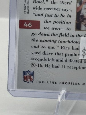 Jerry Rice Auto 1992 NFL Pro Line Profiles #46 San Francisco 49ers