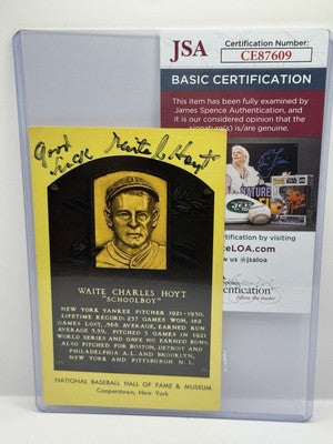 Waite Hoyt Autographed HOF Postcard - New York Yankees - JSA COA