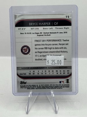 Bryce Harper RC 2012 Topps Finest #73 Washington Nationals