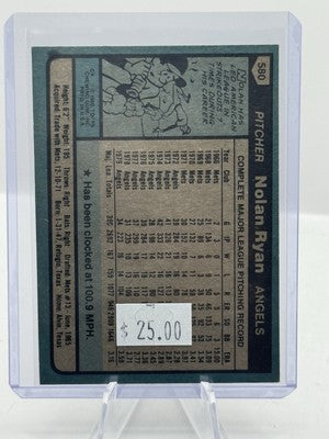 1980 Topps #580 Nolan Ryan California Angels - light corner wear, back stain