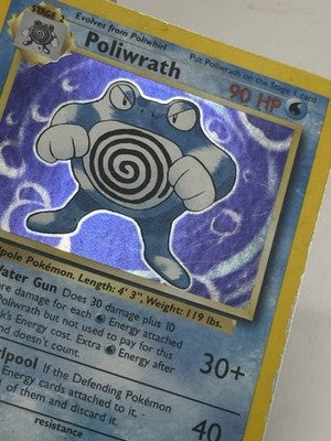 Pokemon 13/102 Poliwrath Holo - HP edge wear, surface scratches