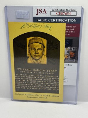 Bill Terry Autographed HOF Postcard - New York Giants - JSA COA - A