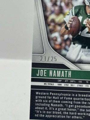 Joe Namath Auto 21/25 Choice Scope Prizm 2024 Panini Prizm #228 New York Jets