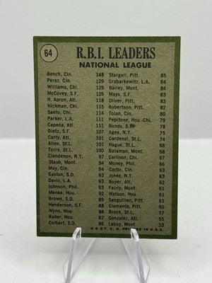 1971 Topps National League RBI Leaders #64 Johnny Bench Cincinnati Reds
