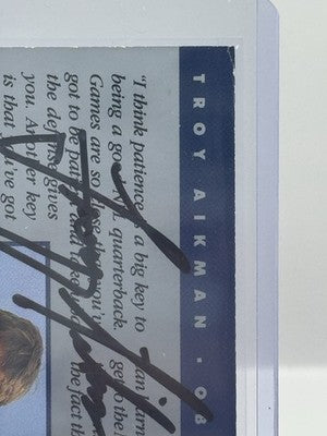 Troy Aikman Auto 1991 NFL Pro Line Portraits Dallas Cowboys - lite edge wear - A