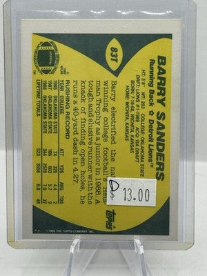 1989 Topps Traded #83T Barry Sanders Detroit Lions - D
