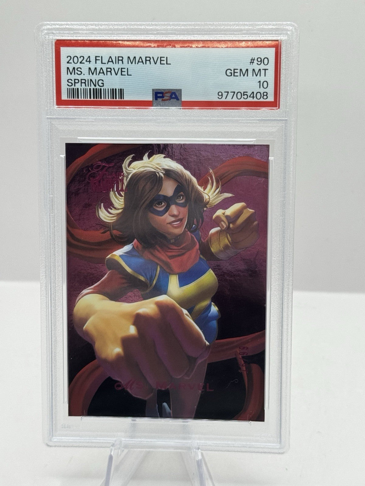 2024 Fleer Flair Marvel Spring 16/99 #90 Ms. Marvel PSA 10
