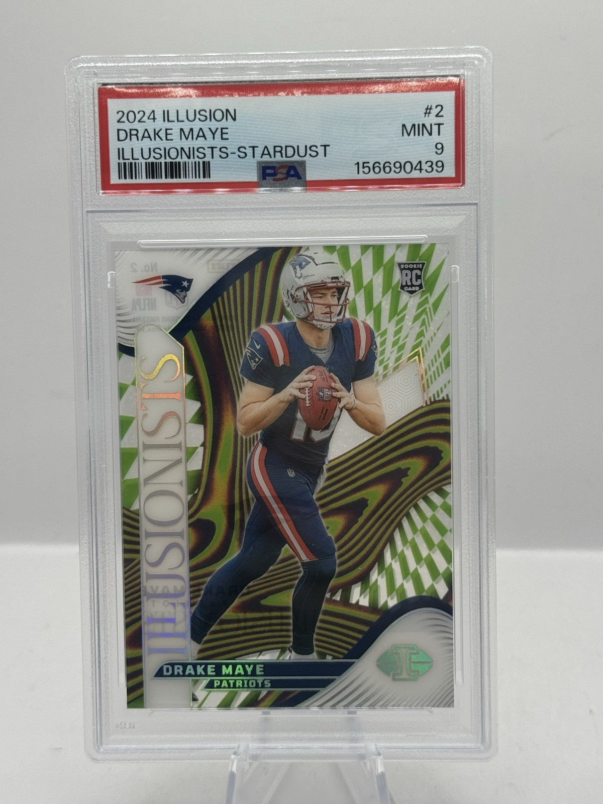Drake Maye RC Stardust PSA 9 2024 Panini Illusions Illusionists #2 Patriots