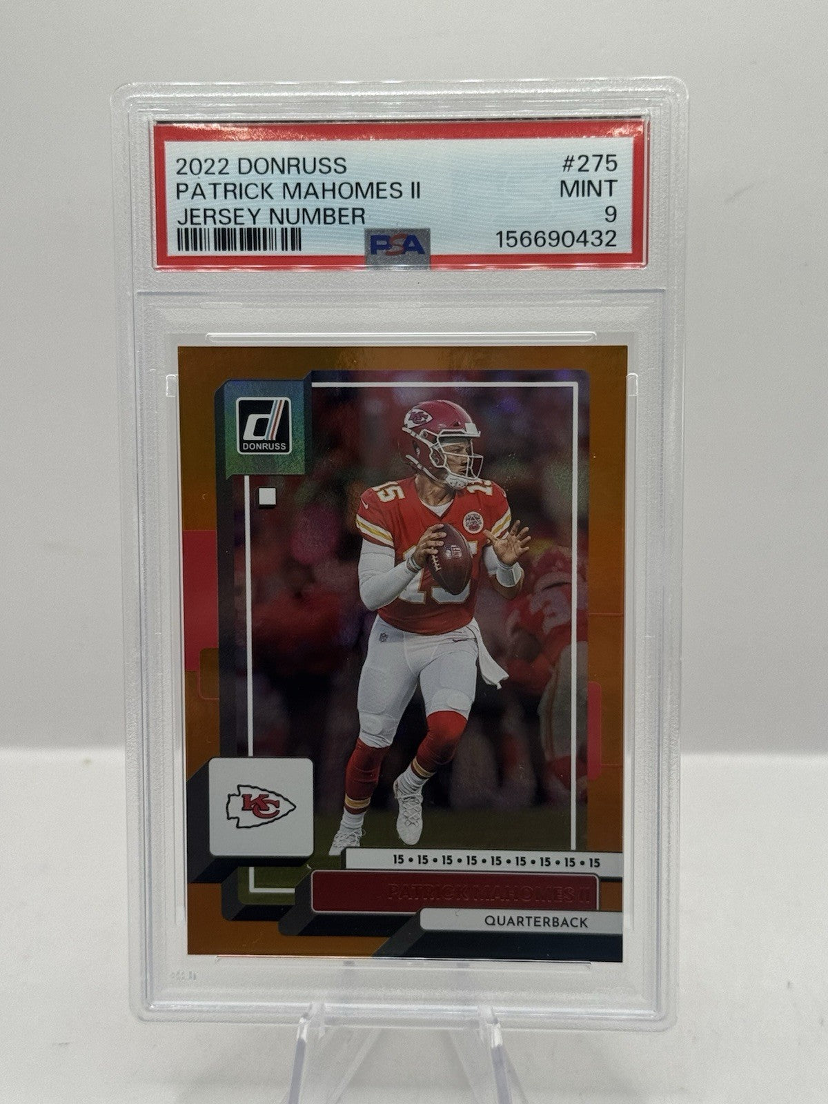 Patrick Mahomes II Jersey Number 12/15 PSA 9 2022 Panini Donruss #275 Chiefs