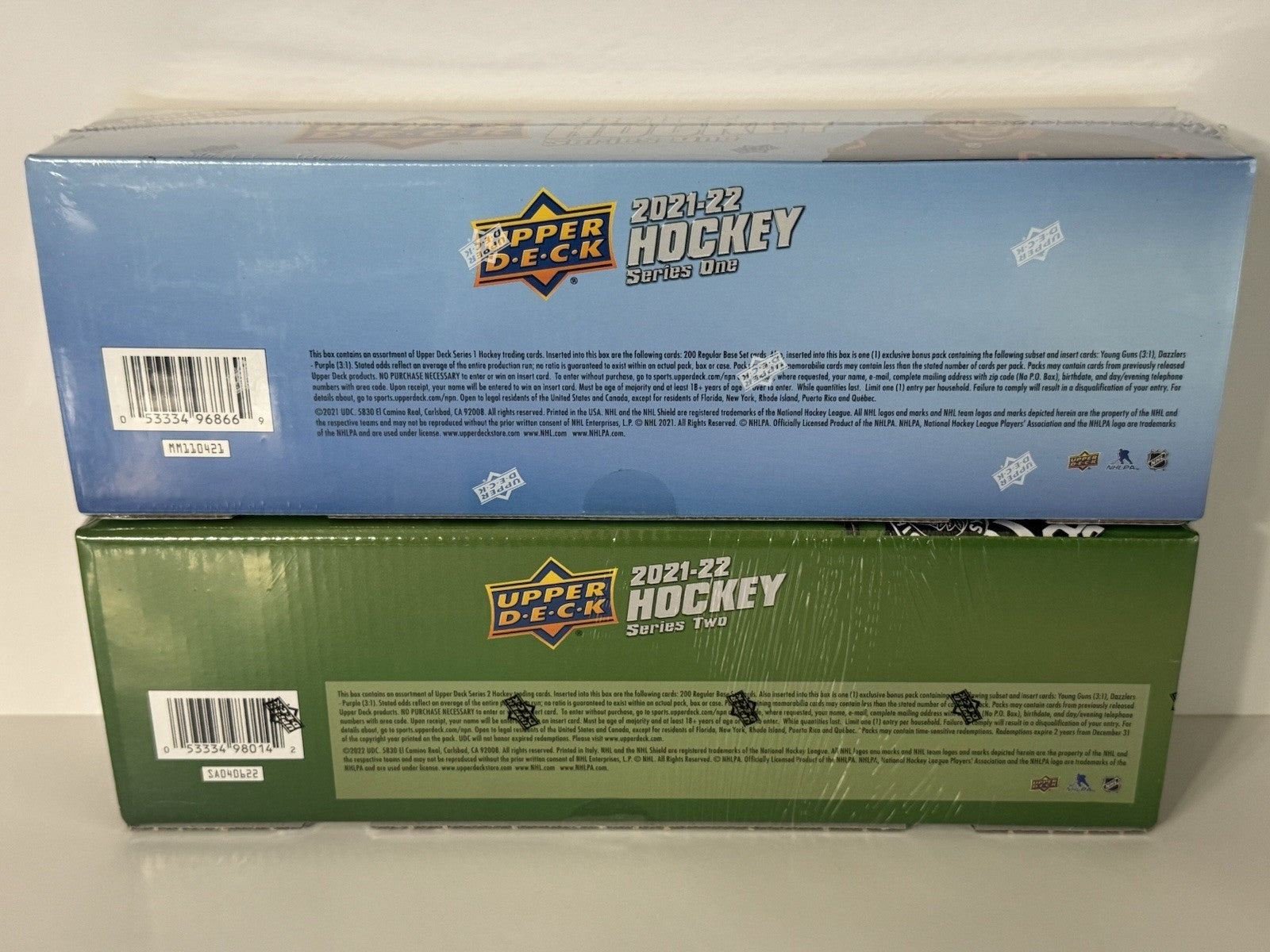 2021-22 Upper Deck Hockey Series 1 & 2 Factory Sets + 2 Bonus Packs 6 Young Guns