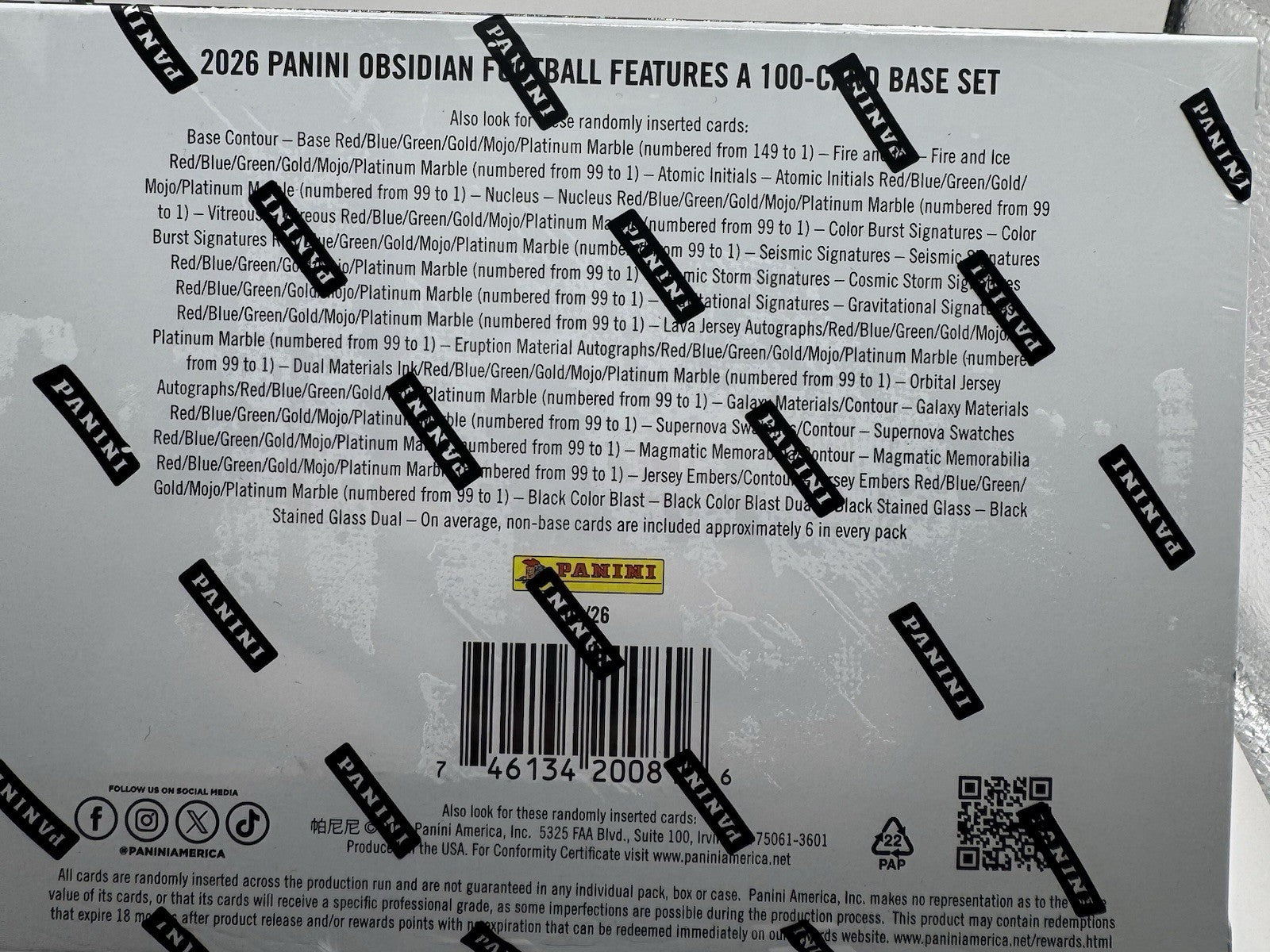 2026 Panini Obsidian Football Hobby Box - Factory Sealed