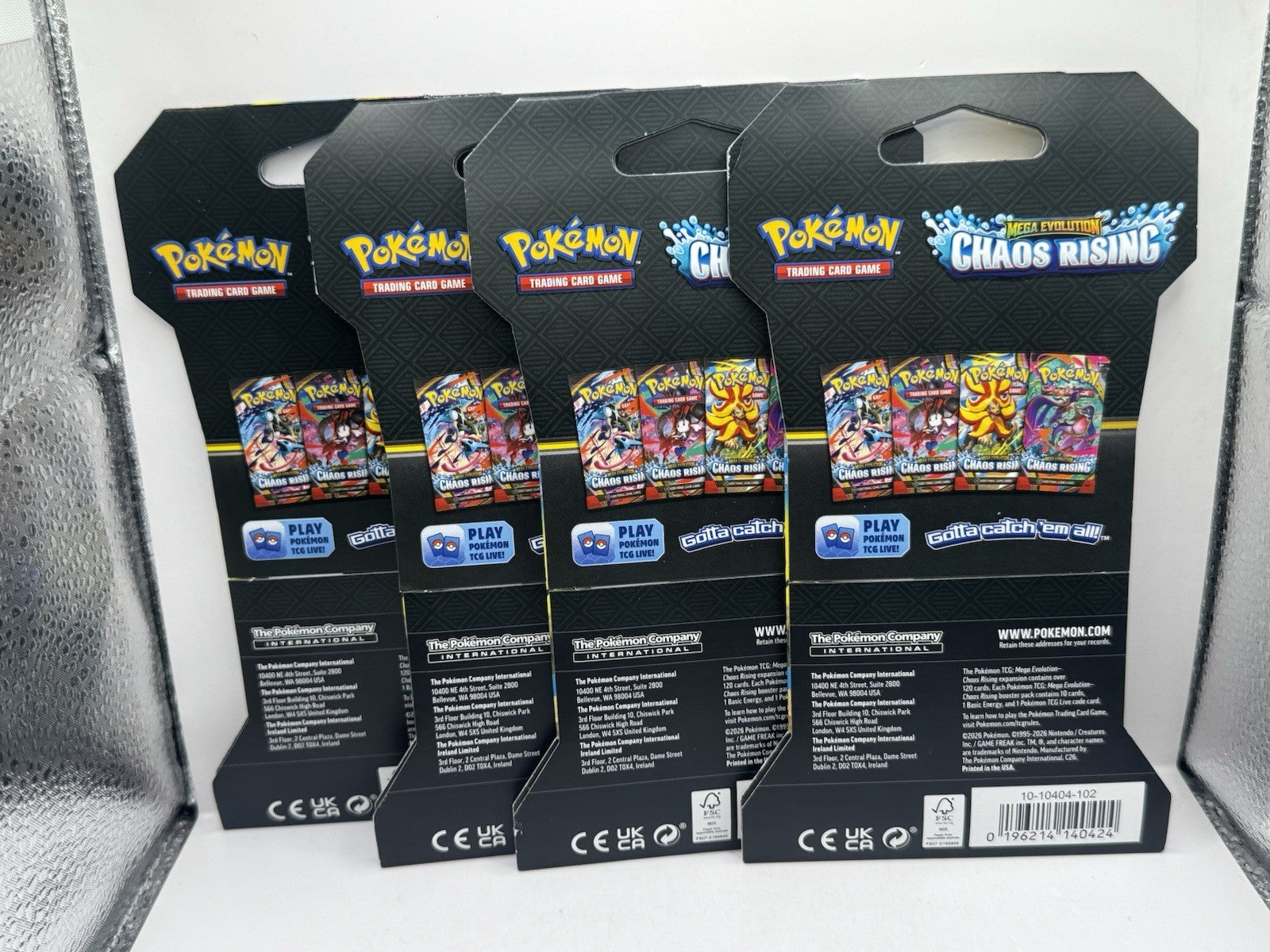 2026 Pokemon Mega Evolution Chaos Rising Sleeved Booster Packs - Lot of 4