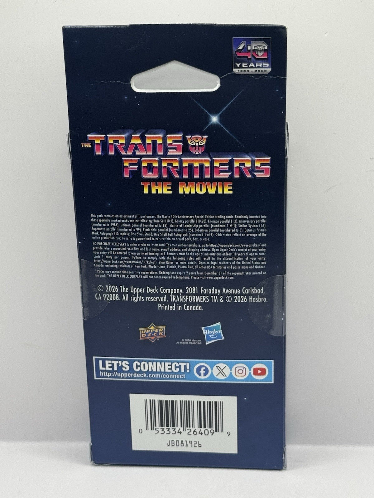 2026 Upper Deck Transformers The Movie Hanger Box - Look for Peter Cullen Auto