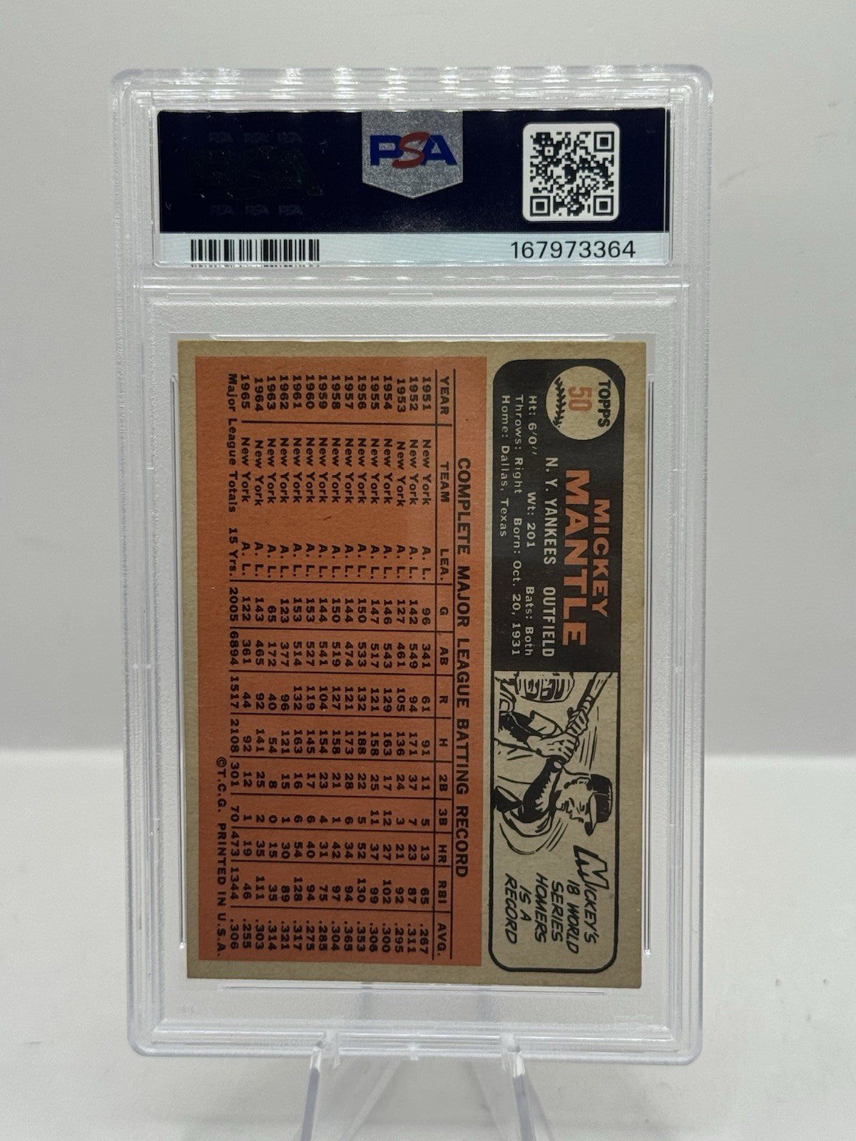 Mickey Mantle PSA 4 1966 Topps #50 New York Yankees