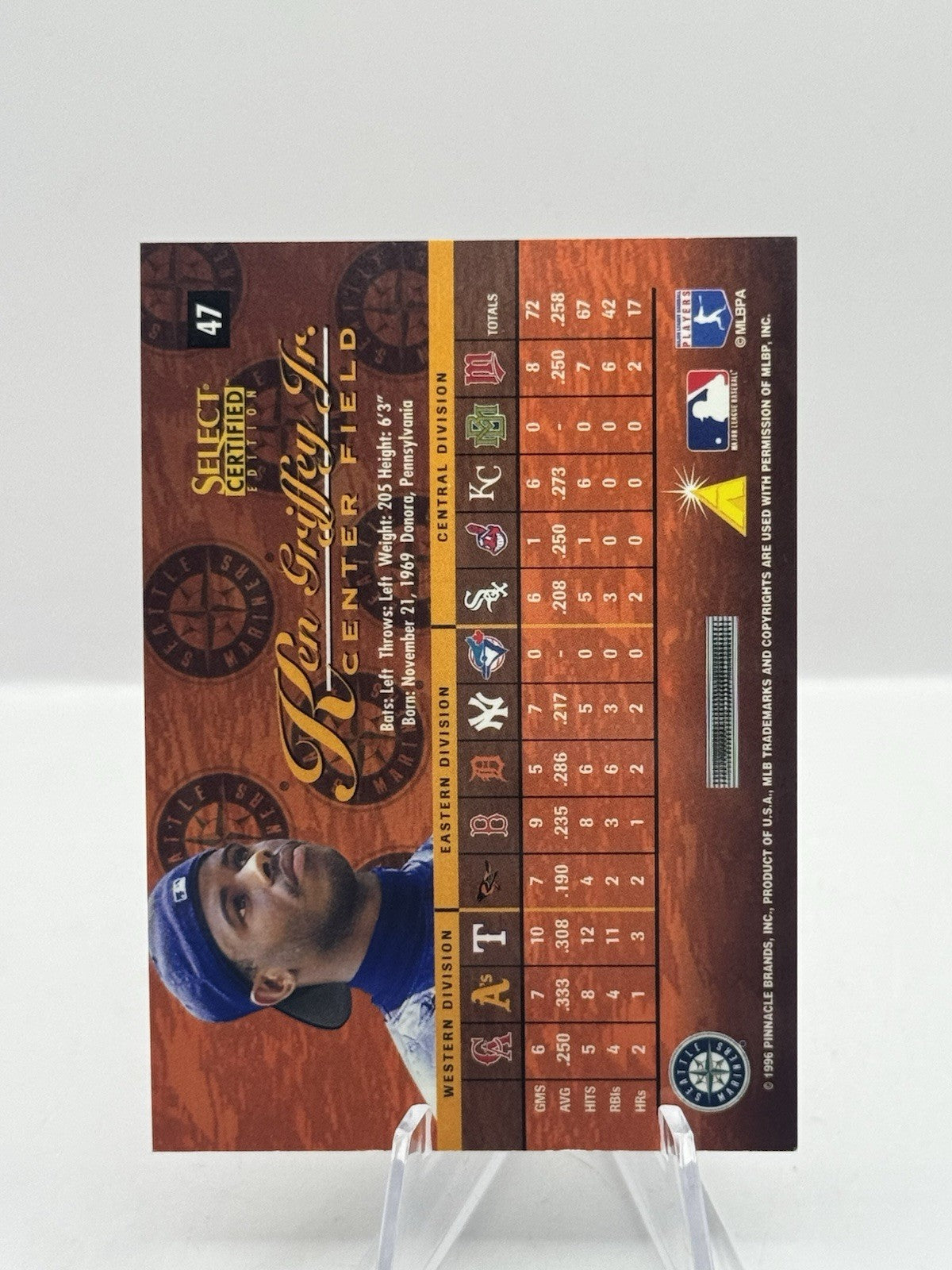 Ken Griffey Jr. Red 1996 Pinnacle Select Certified #47 Seattle Mariners