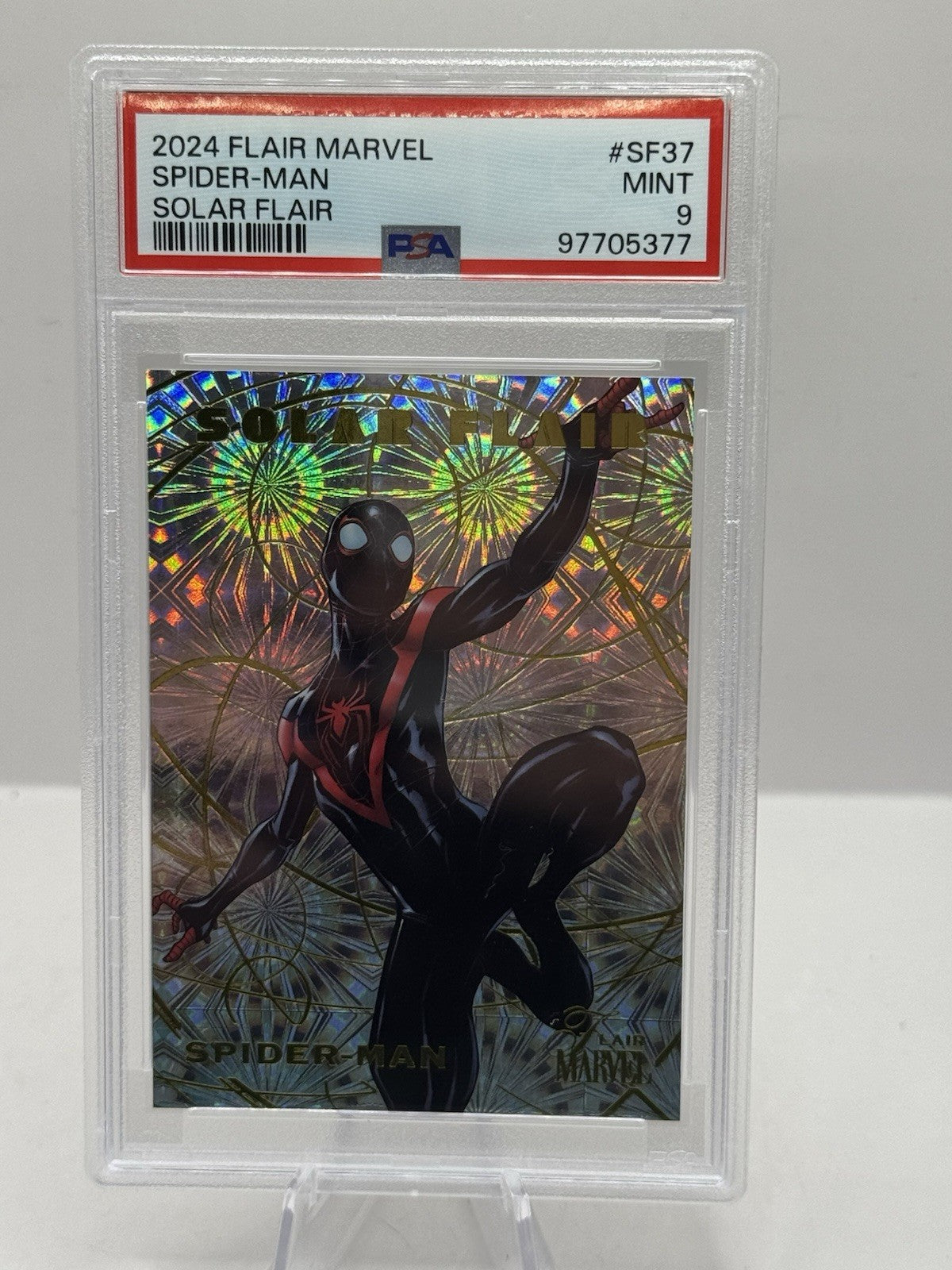 2024 Fleer Flair Marvel Solar Flair #37 Spider-Man PSA 9