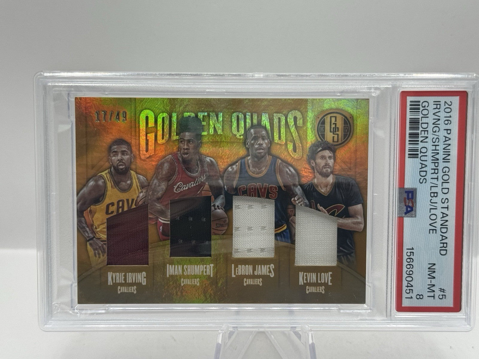 K. Irving LeBron James I. Shumpert K. Love Golden Quads 17/49 PSA 8 2016 Panini
