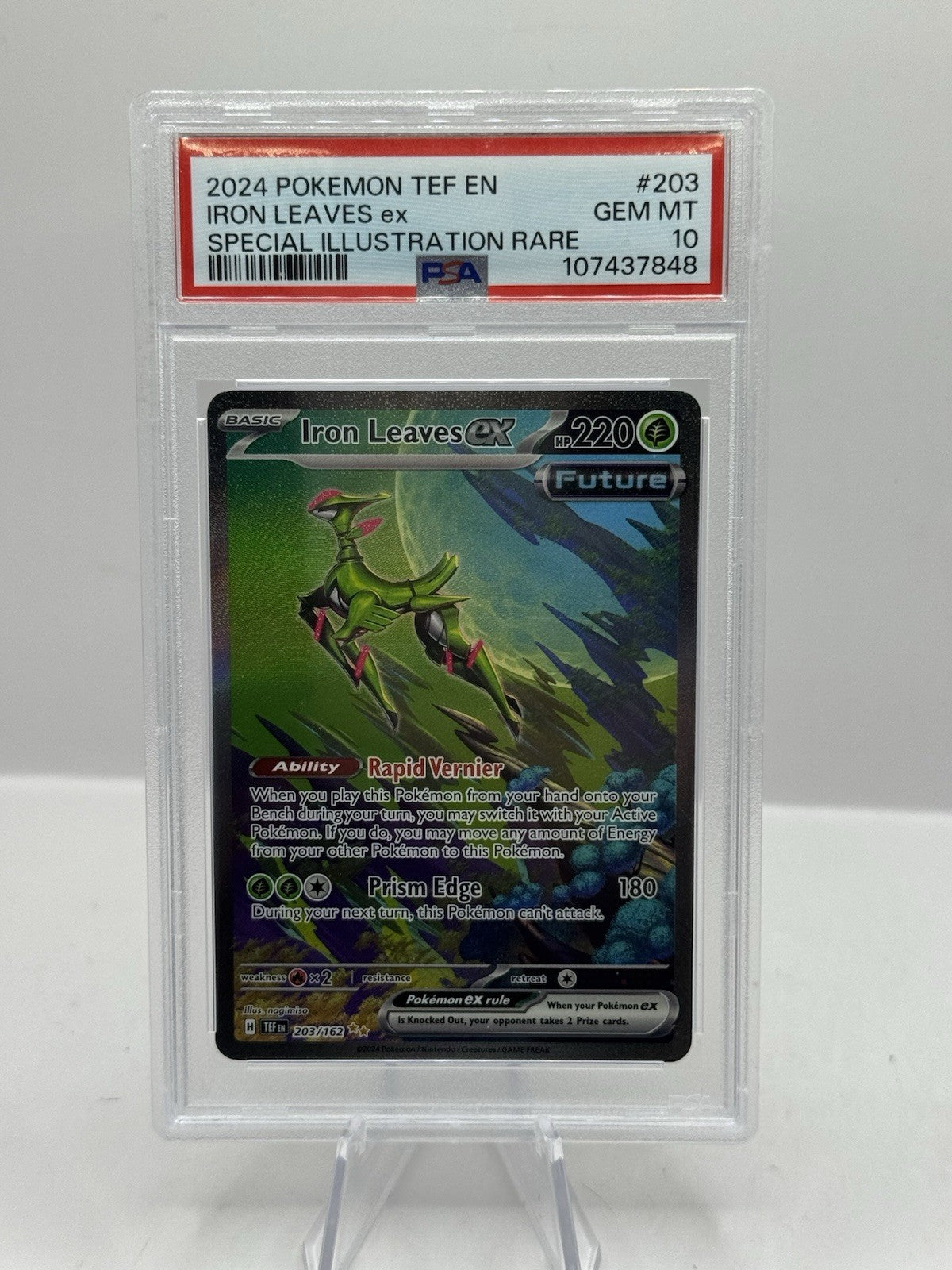 2024 Pokemon TEF EN Special Illustration Rare 203/162 Iron Leaves ex PSA 10