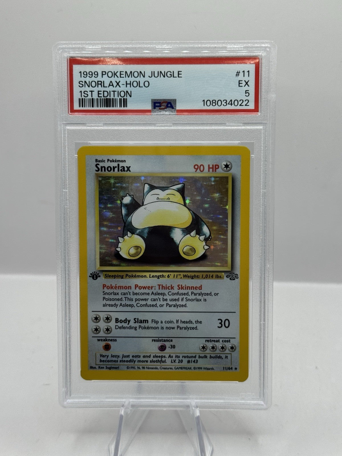 1999 Pokemon Jungle 1st Edition 11/64 Snorlax PSA 5