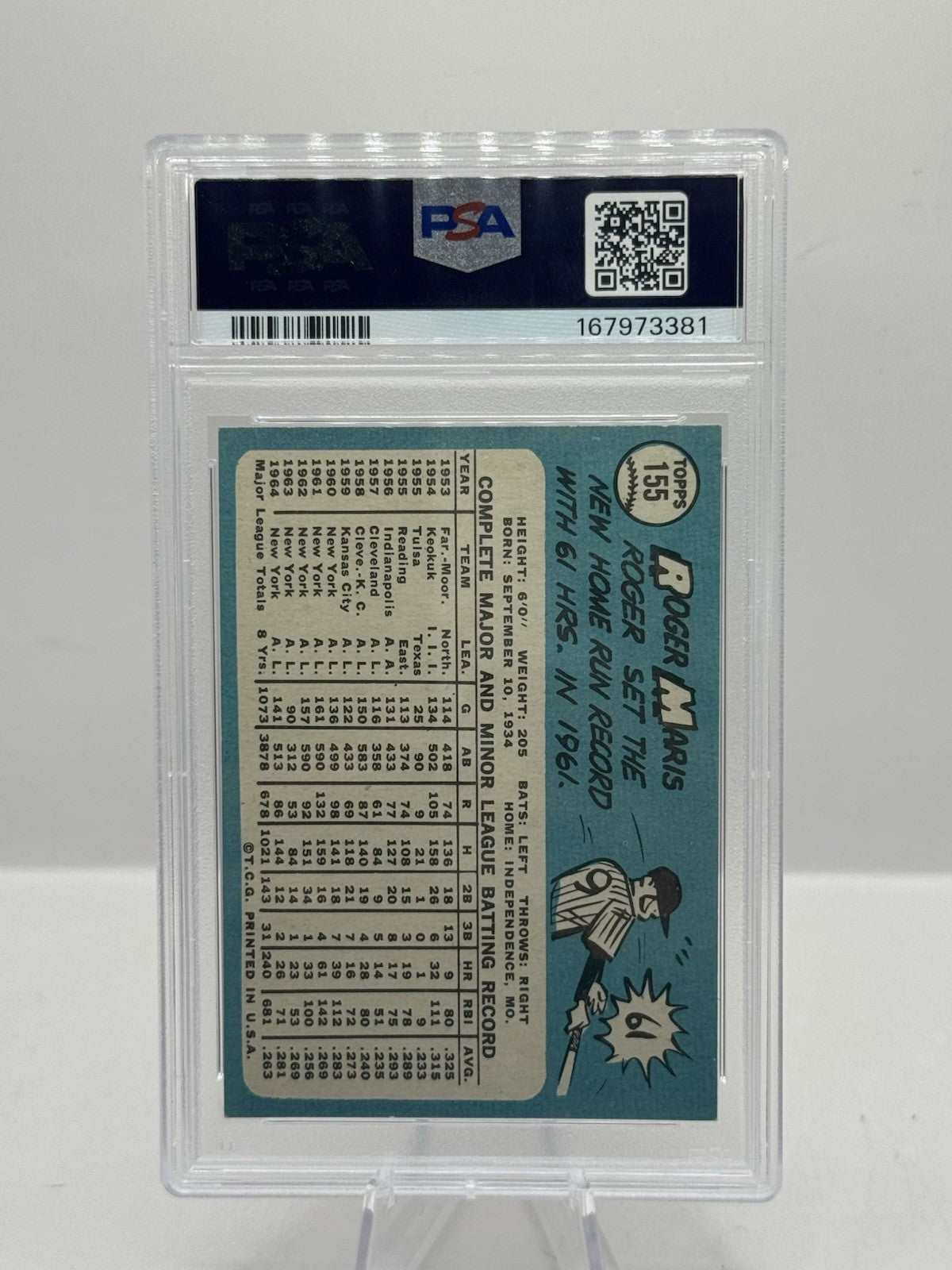 Roger Maris PSA 7.5 1965 Topps #155 New York Yankees