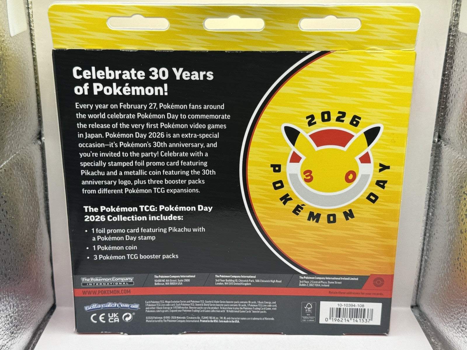 2026 Pokemon Day Collection Box - NEW (1 Promo, 1 Coin, 3 Boosters)