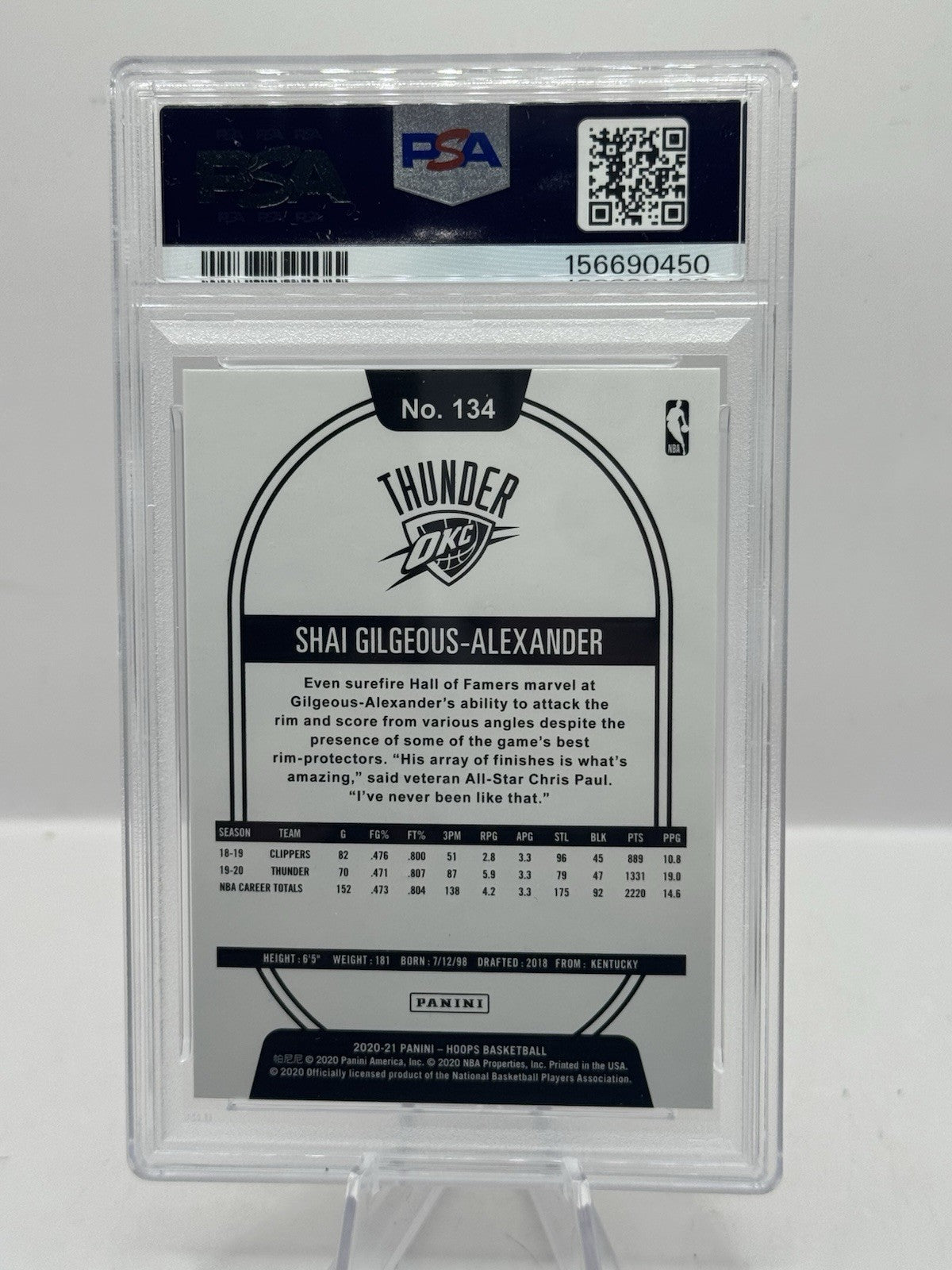 Shai Gilgeous-Alexander Red Explosion 15/15 PSA 9 2020-21 Panini Hoops #134